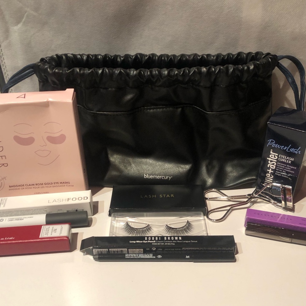 NWT Bluemercury The Lash Edit Makeup Bag w/ 7 beauty products for eyes